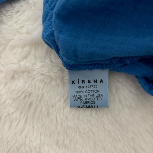 Xirena Bex Cotton Ruffle V-Neck Top in Deep Wave Size XS NEW Gauze Lightweight - Picture 9 of 14